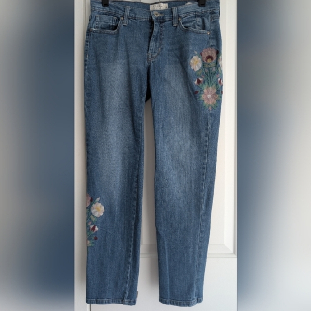 Jessica Simpson Mika Best Friend  Floral Embroidered Cropped Jeans